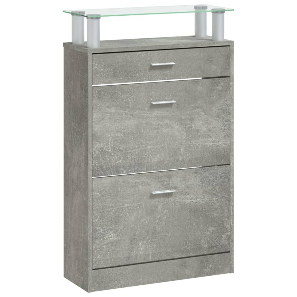 Mueble zapatero madera contrachapada gris hormigón 63x24x104