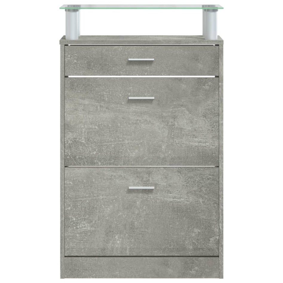 Mueble zapatero madera contrachapada gris hormigón 63x24x104