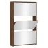 Mueble zapatero y espejo 3 niveles roble marrón 63x17x102,5