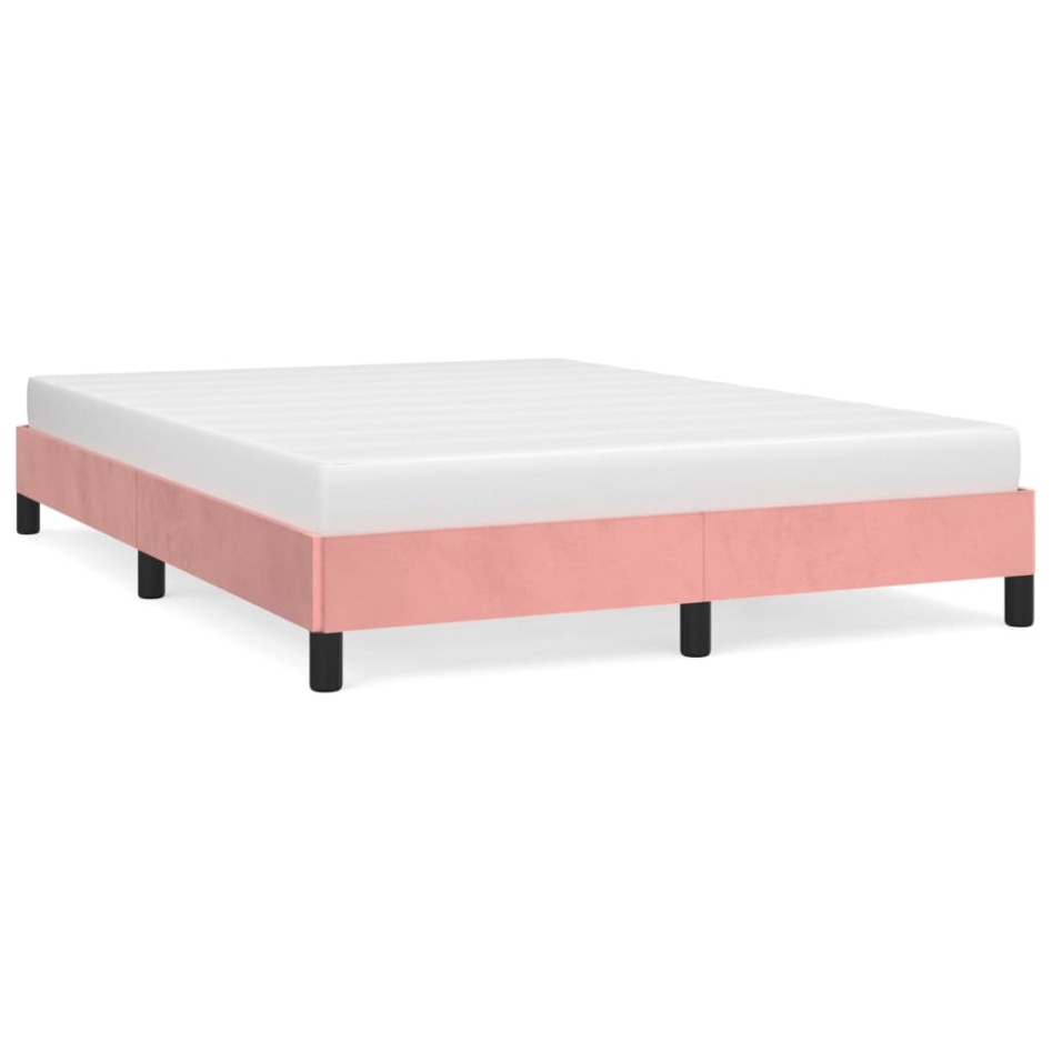 Estructura de cama sin colchón terciopelo rosa 140x200