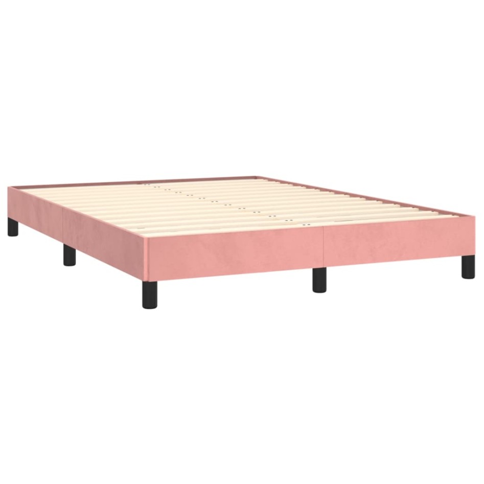 Estructura de cama sin colchón terciopelo rosa 140x200