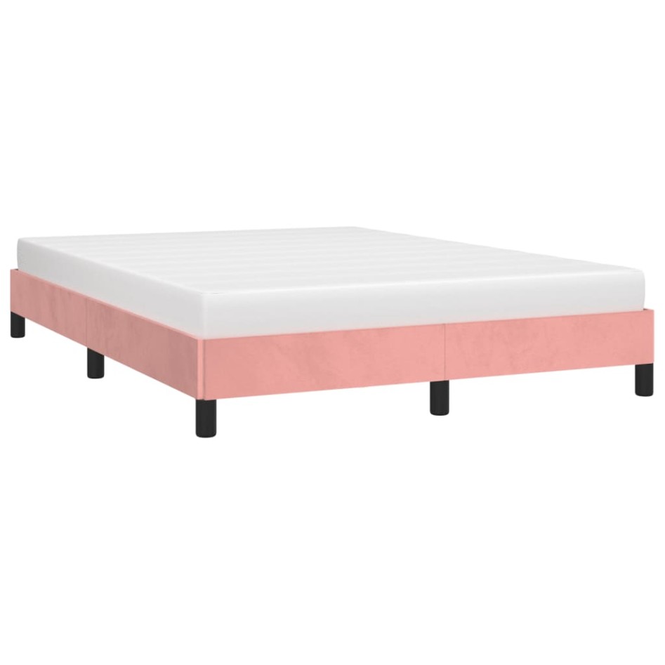 Estructura de cama sin colchón terciopelo rosa 140x200