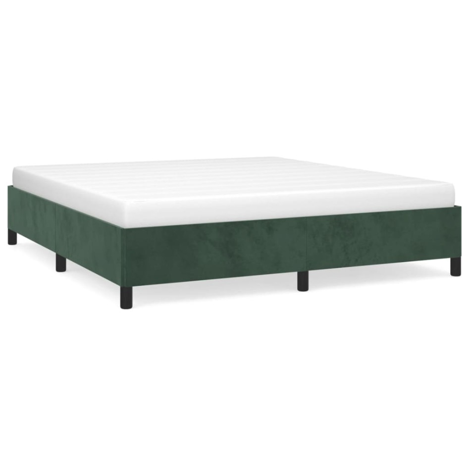 Estructura cama sin colchón terciopelo verde oscuro 160x200