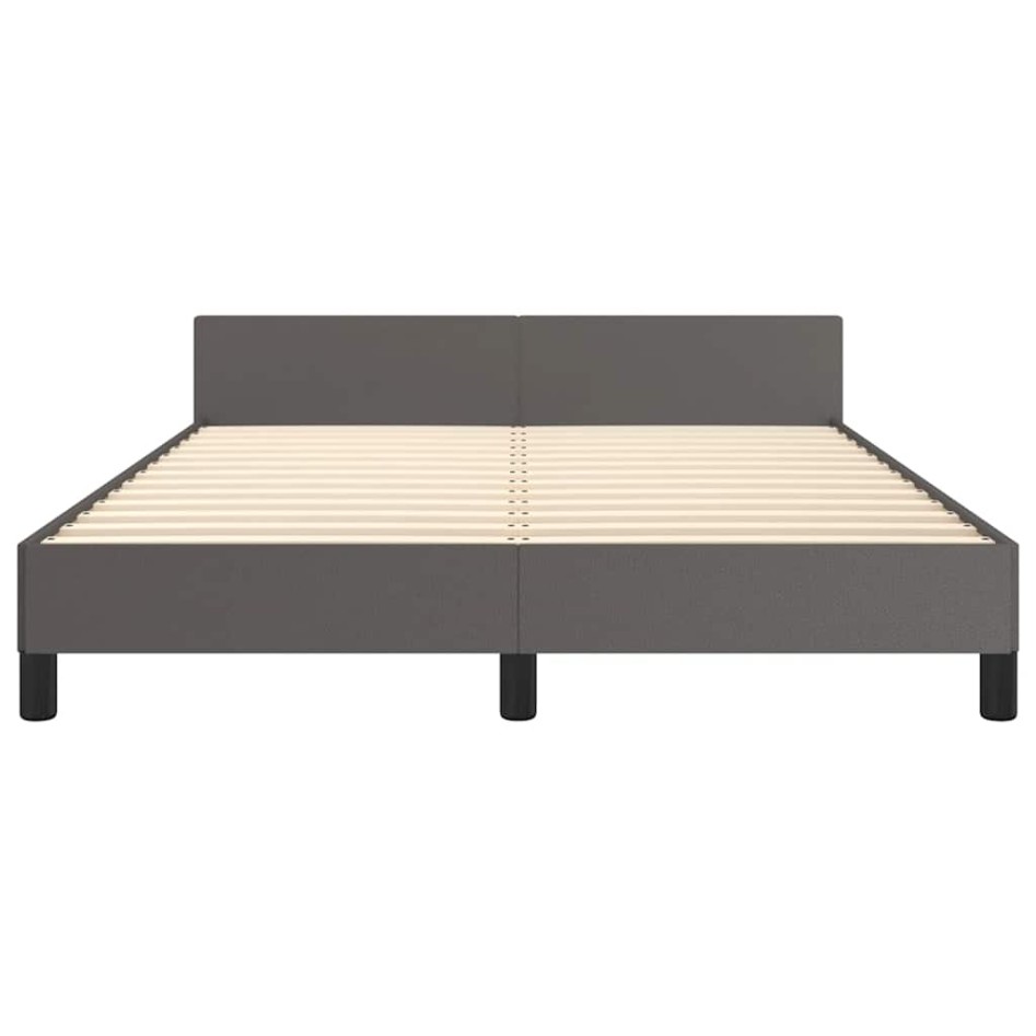 Estructura de cama con cabecero sin colchón gris 140x200
