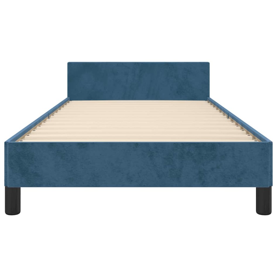 Estructura de cama sin colchón terciopelo azul oscuro 90x200