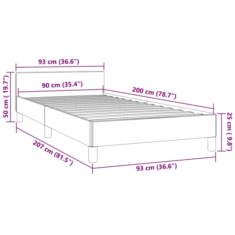 Estructura de cama sin colchón terciopelo azul oscuro 90x200