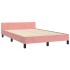 Cama con cabecero sin colchón terciopelo rosa 120x200