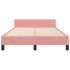 Cama con cabecero sin colchón terciopelo rosa 120x200