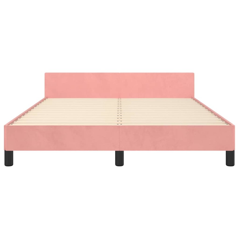 Cama con cabecero sin colchón terciopelo rosa 140x190