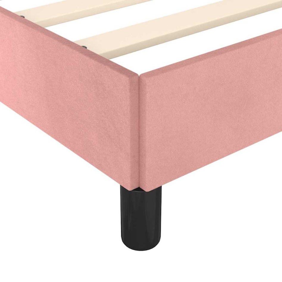 Cama con cabecero sin colchón terciopelo rosa 140x190