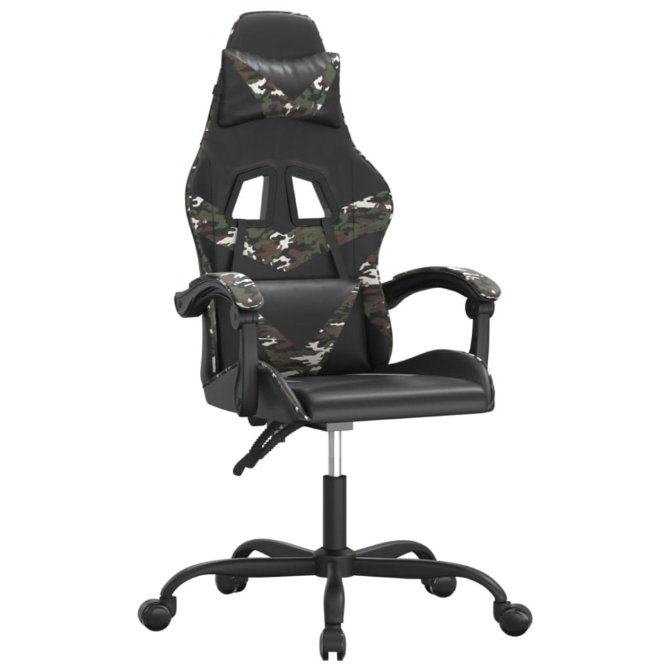 Silla gaming giratoria cuero sintético negro y