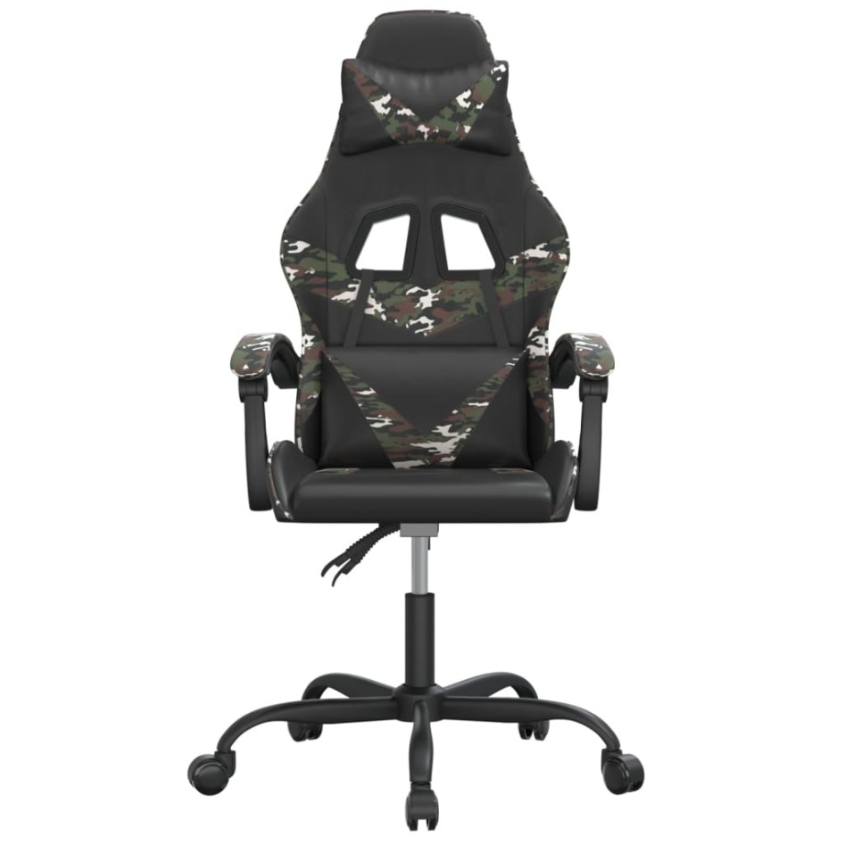 Silla gaming giratoria cuero sintético negro y
