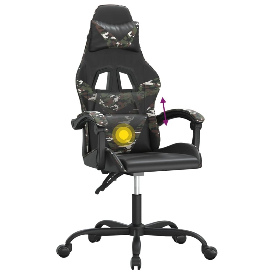Silla gaming giratoria cuero sintético negro y