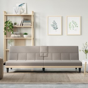 Sofá cama con portavasos tela gris