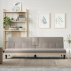 Sofá cama con portavasos tela gris taupé