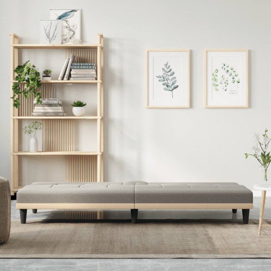 Sofá cama con portavasos tela gris