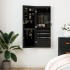 Espejo con joyero de pared negro 37,5x10x106