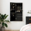 Espejo con joyero de pared negro 37,5x10x106 cm