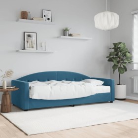 Sofá cama con colchón terciopelo azul 80x200
