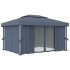 Cenador con cortina gris antracita aluminio 4x3