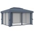 Cenador con cortina gris antracita aluminio 4x3