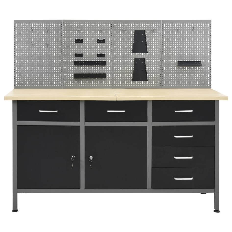 Banco de trabajo con cuatro paneles de