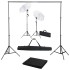 Kit estudio fotográfico con telón de fondo, lámparas y