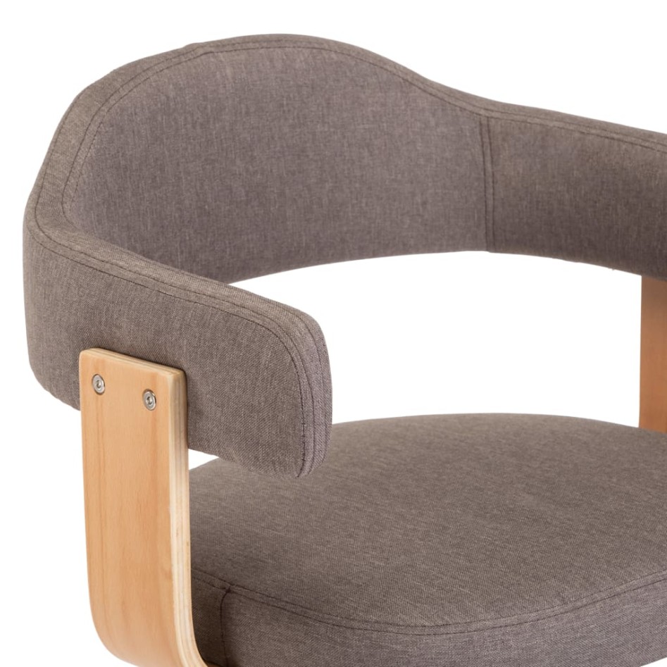 Silla de oficina giratoria de madera curvada y tela gris