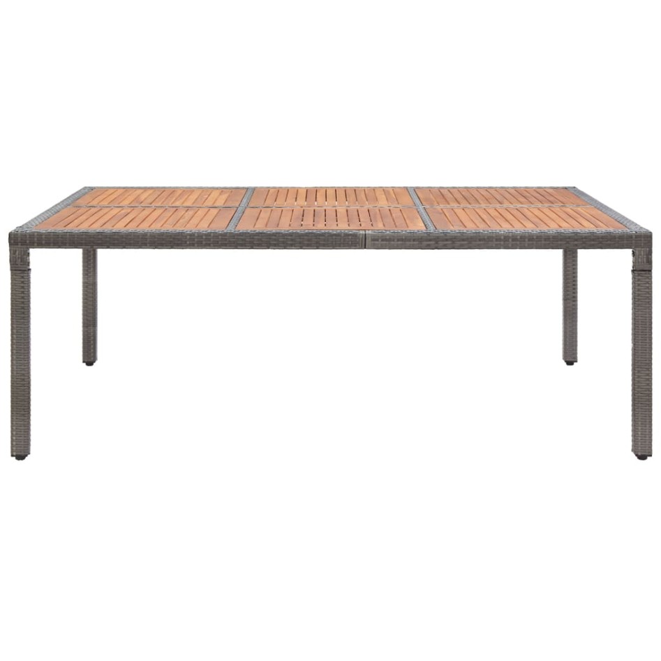 Mesa de jardín ratán PE y madera de acacia gris 200x150x74