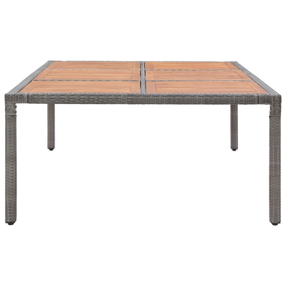 Mesa de jardín ratán PE y madera de acacia gris 200x150x74
