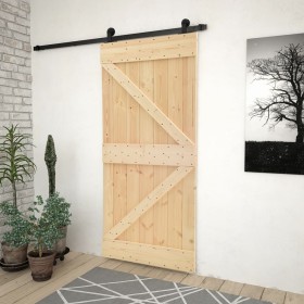 Puerta corredera con herrajes madera maciza de pino 80x210