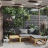 Muebles de jardín 4 pzas cojines crema madera maciza de