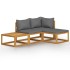 Muebles de jardín 4 pzas cojines crema madera maciza de