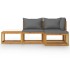 Muebles de jardín 4 pzas cojines crema madera maciza de