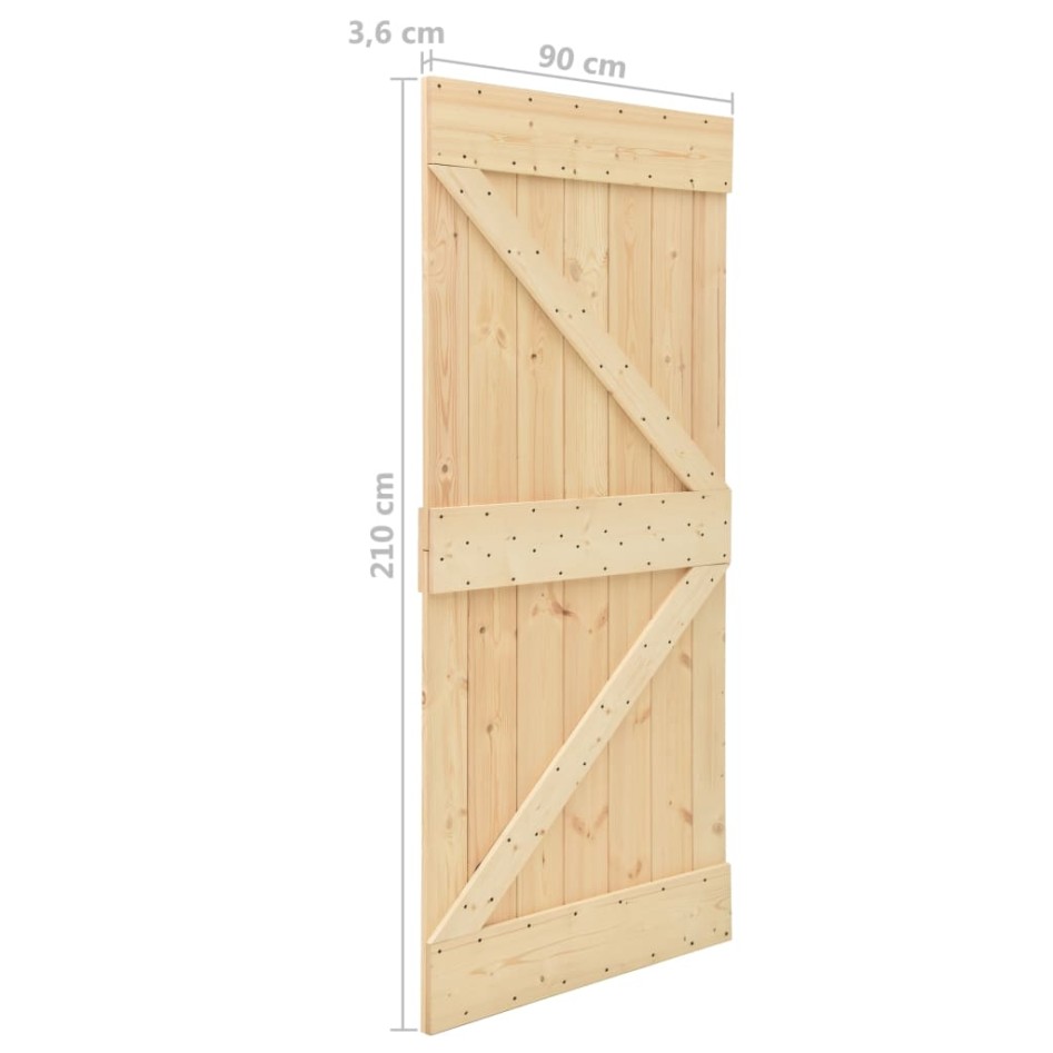 Puerta corredera con herrajes madera maciza de pino 90x210