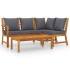 Muebles de jardín 4 pzas cojines crema madera maciza de