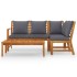 Muebles de jardín 4 pzas cojines crema madera maciza de