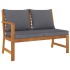 Muebles de jardín 4 pzas cojines crema madera maciza de