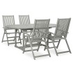 Juego de comedor para jardín 5 pzas madera maciza acacia gris