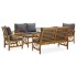 Muebles de jardín 5 piezas con cojines madera maciza de