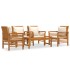 Juego de muebles jardín 5 pzas con cojines madera maciza