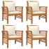 Juego de muebles jardín 5 pzas con cojines madera maciza