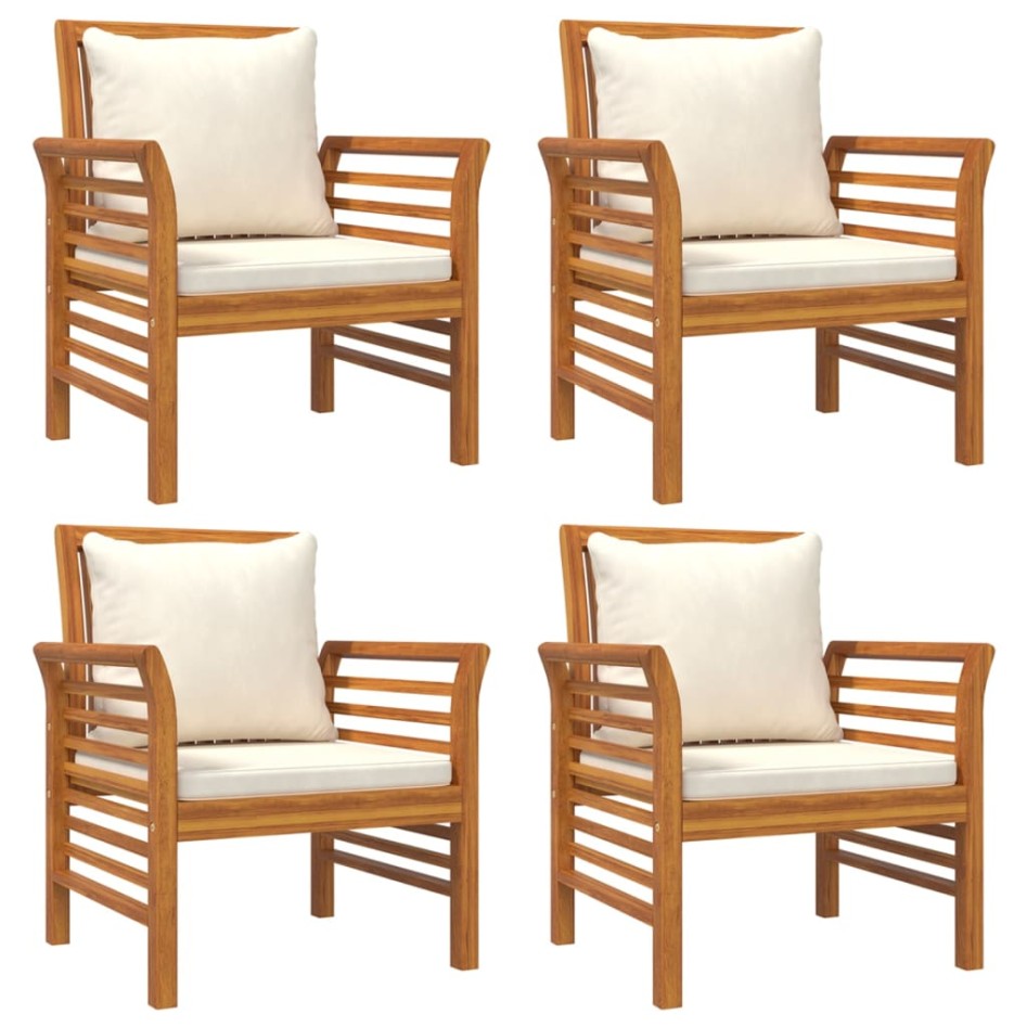 Juego de muebles jardín 5 pzas con cojines madera maciza