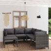 Set de muebles de jardín 6 pzas y cojines ratán sintético gris