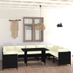 Set de muebles de jardín 10 pzas cojines ratán sintético negro