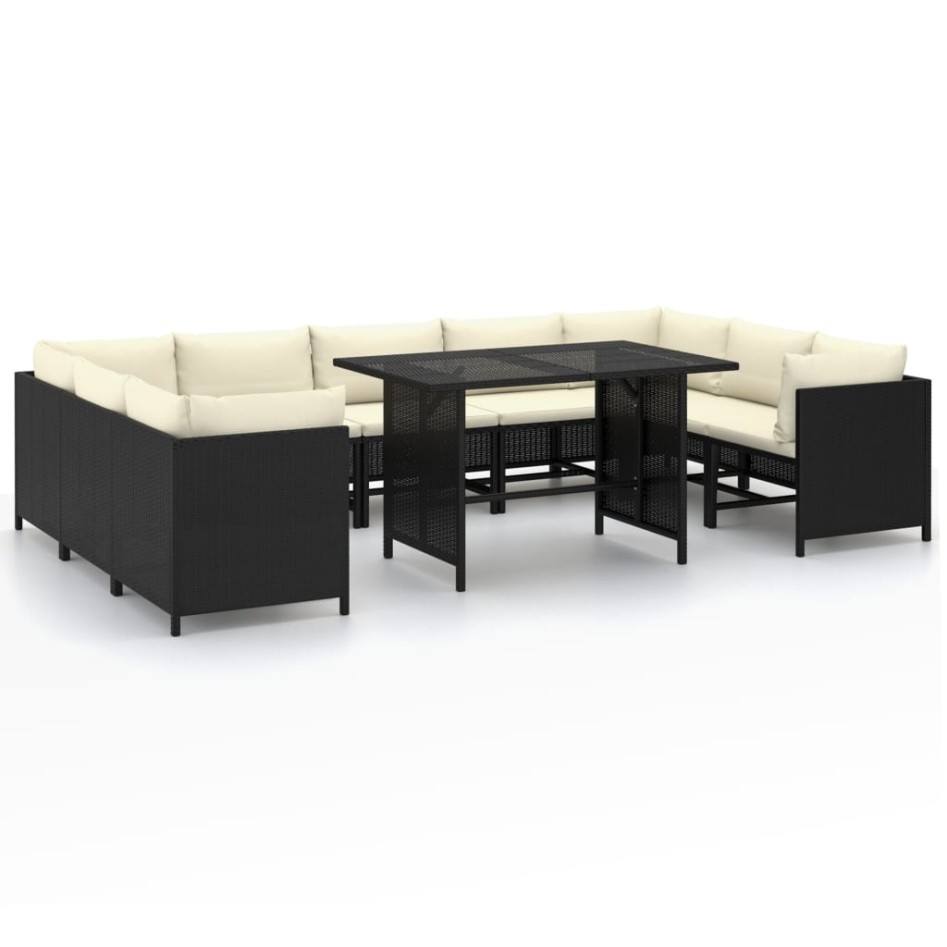 Set de muebles de jardín 10 pzas cojines ratán sintético