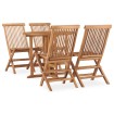 Set de comedor de jardín plegable 5 pzas madera maciza de teca