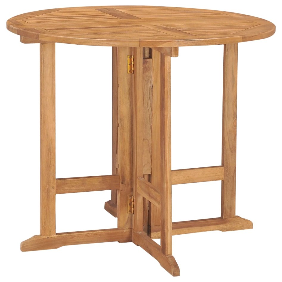 Set de comedor de jardín plegable 5 pzas madera maciza de