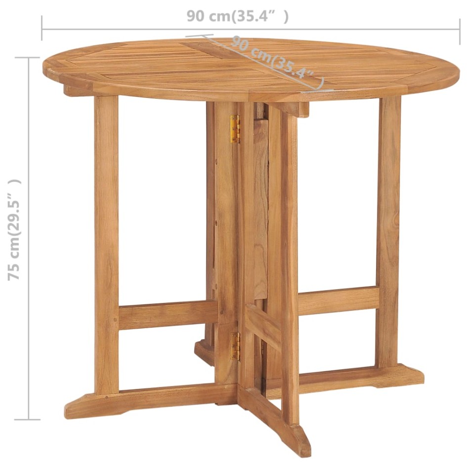 Set de comedor de jardín plegable 5 pzas madera maciza de