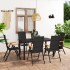 Juego de comedor para jardín 7 piezas negro y